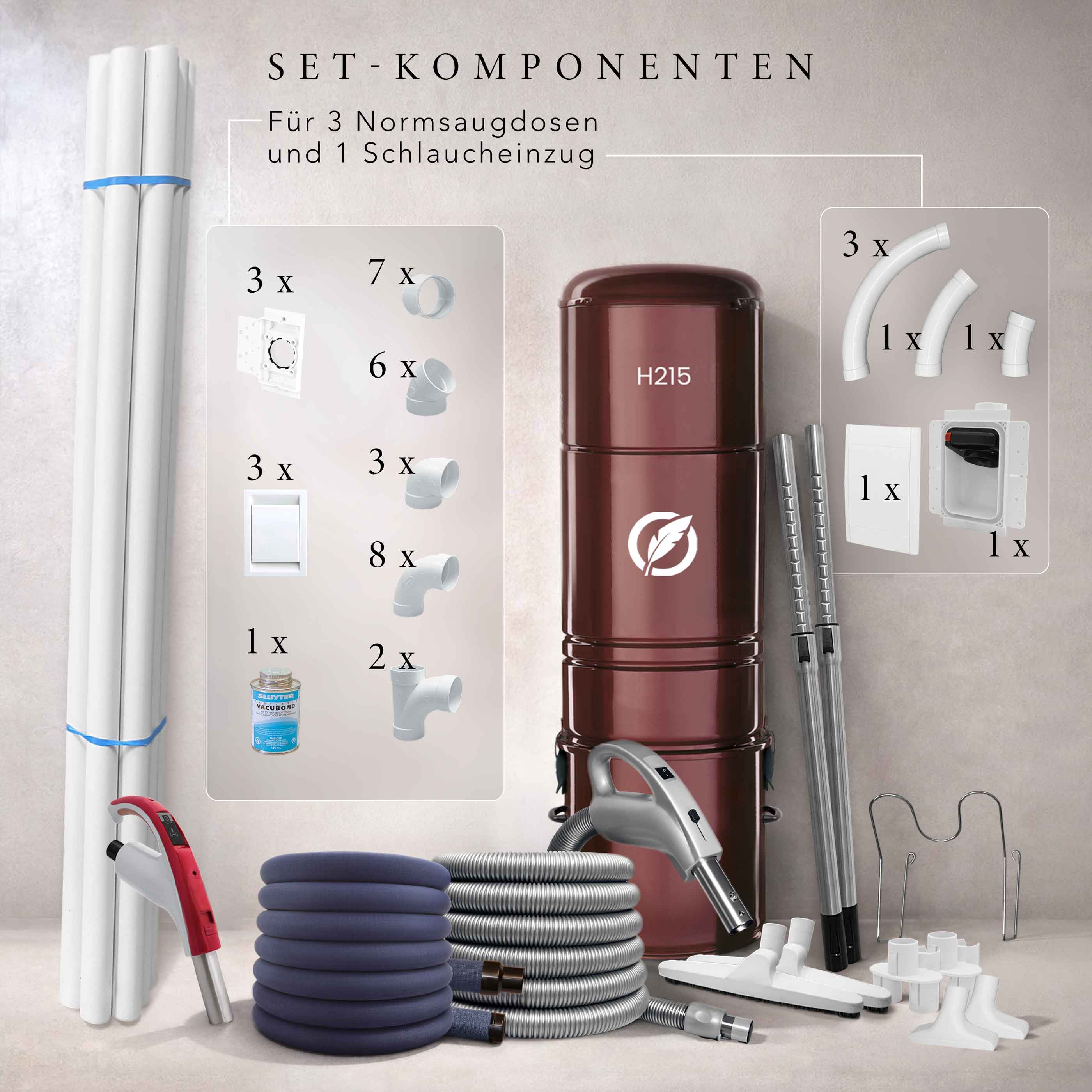 Set H215 / P215 + 1x Schlaucheinzug + 3 Normdosen