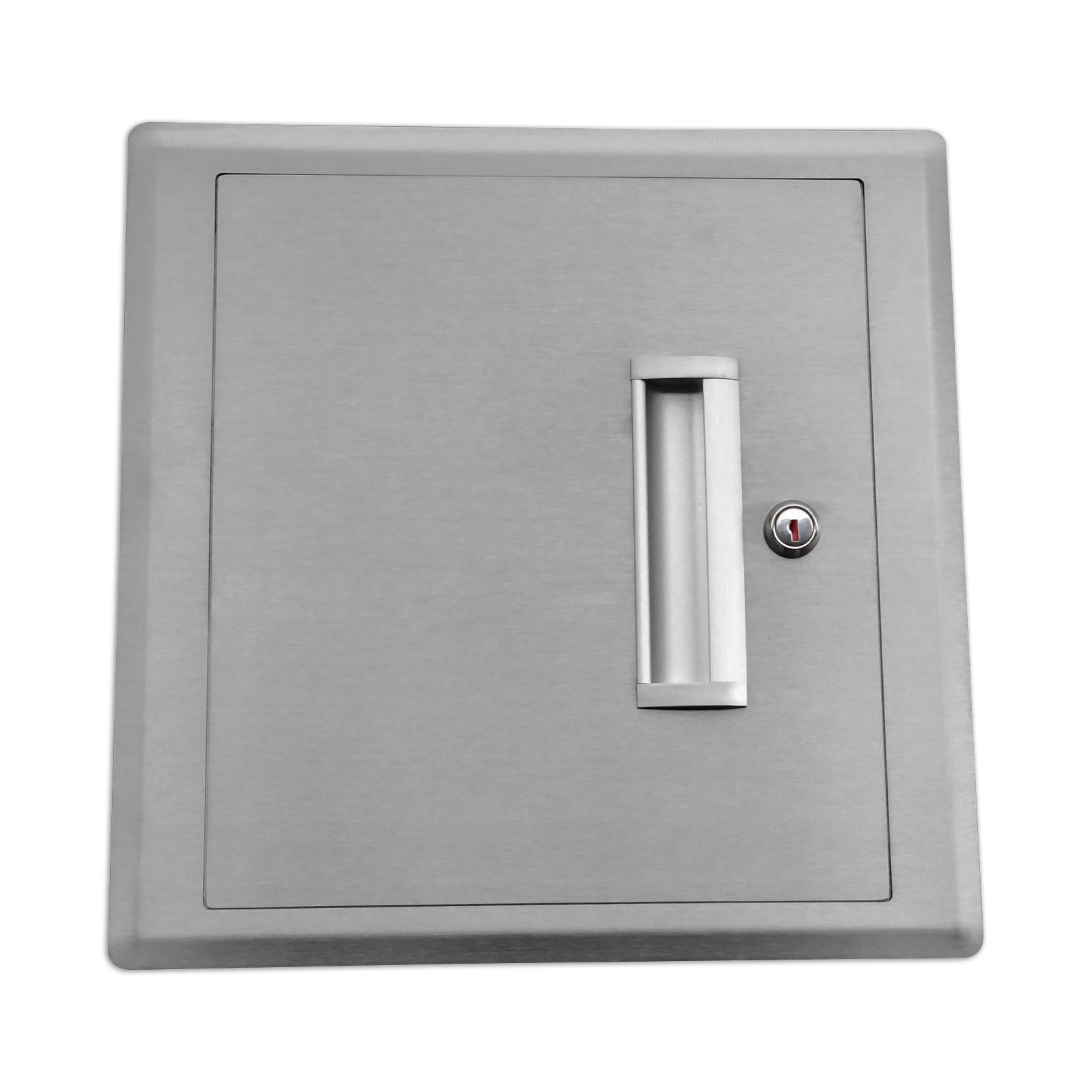 Einwurftür Metall - Edelstahl - doppelwandig - mit Dichtung - schmaler Rahmen - 300x300 mm