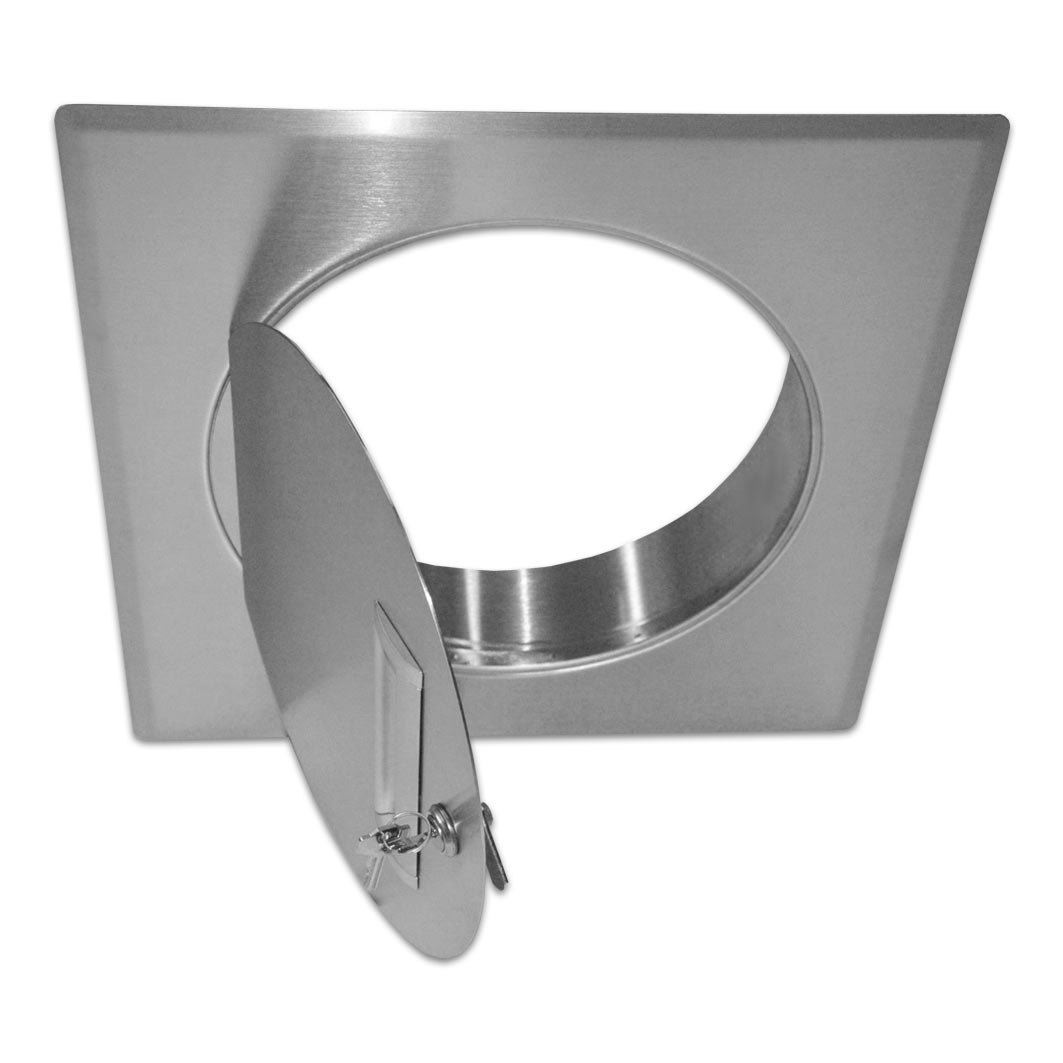 Einwurftür Metall - Edelstahl - einwandig - ohne Dichtung - eckig/rund/rund - ⌀ 250 mm