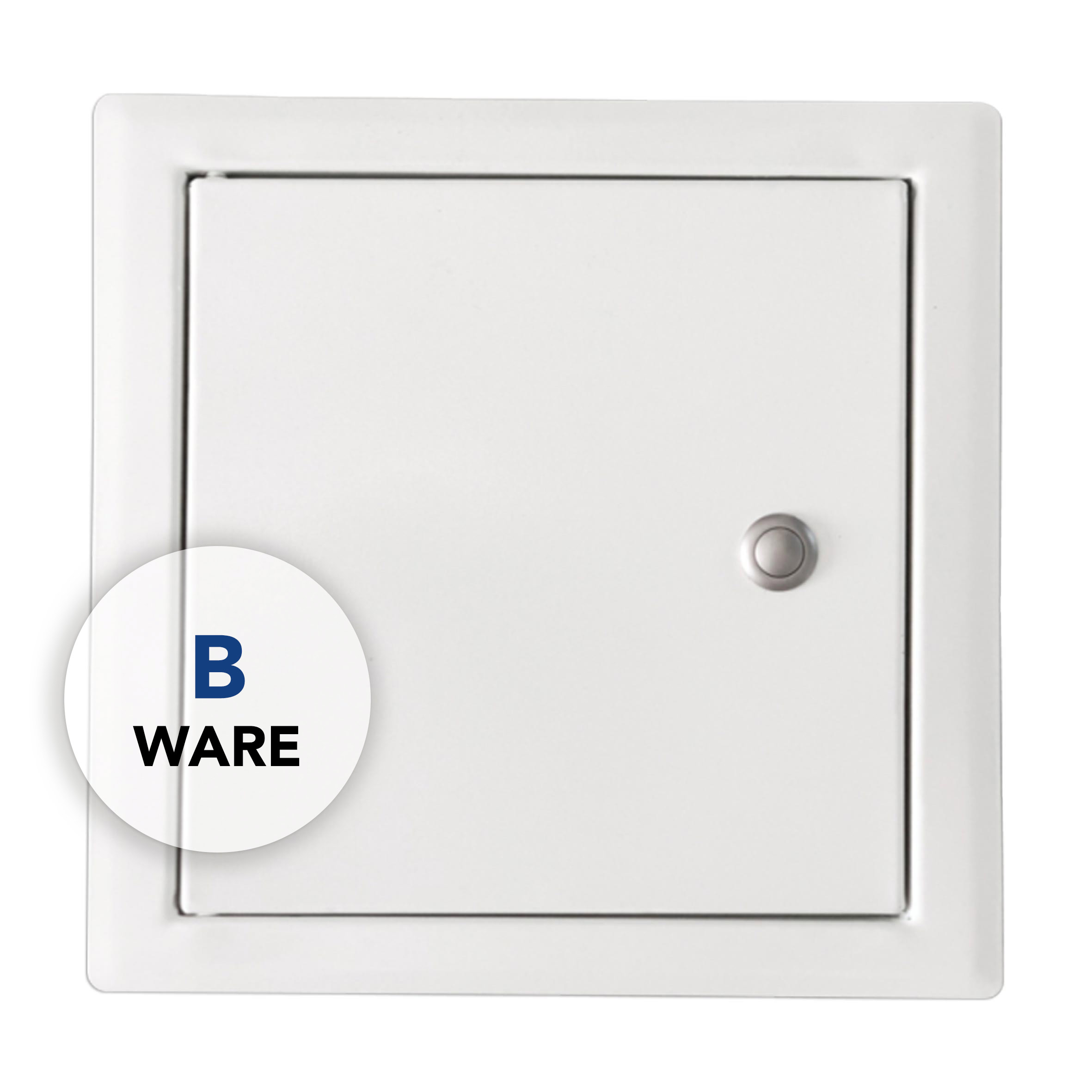 B-Waren Türe metall weiß mit Push-Knopf 300x300 mm