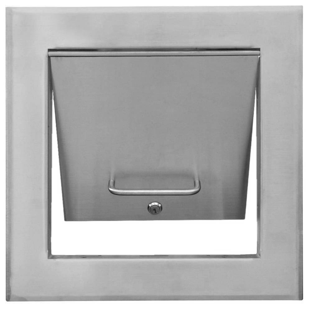 Pendel-Einwurftür Metall - Edelstahl - einwandig - ohne Dichtung - breiter Rahmen - 300x300 mm