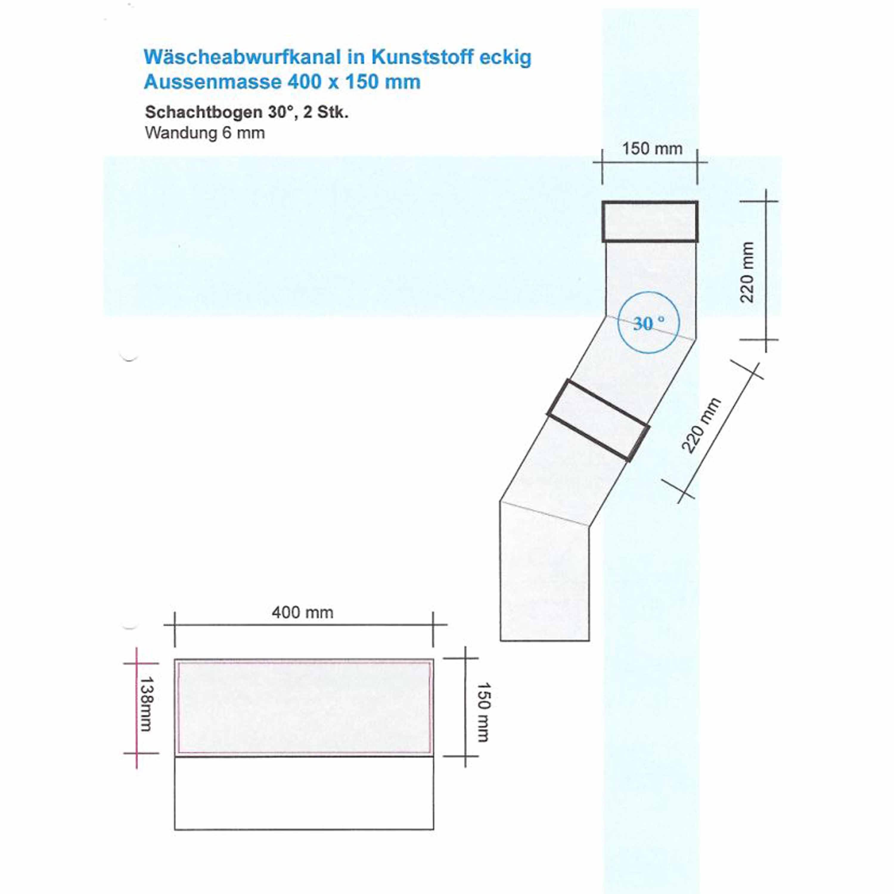 Flachkanal-Bogen 30° ABS