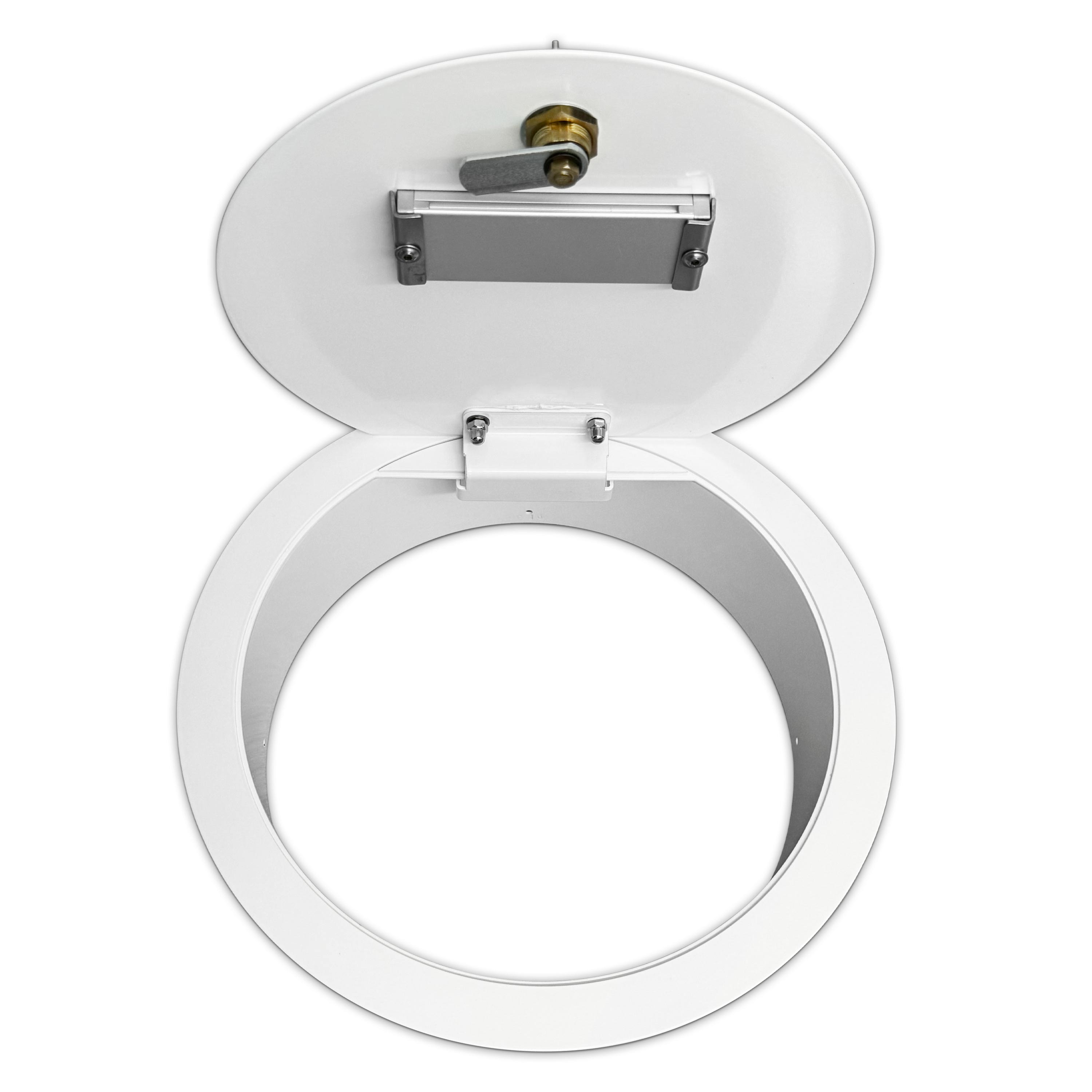 Einwurftür Metall - Weiß - einwandig - ohne Dichtung - rund/rund/rund - ⌀ 250 mm