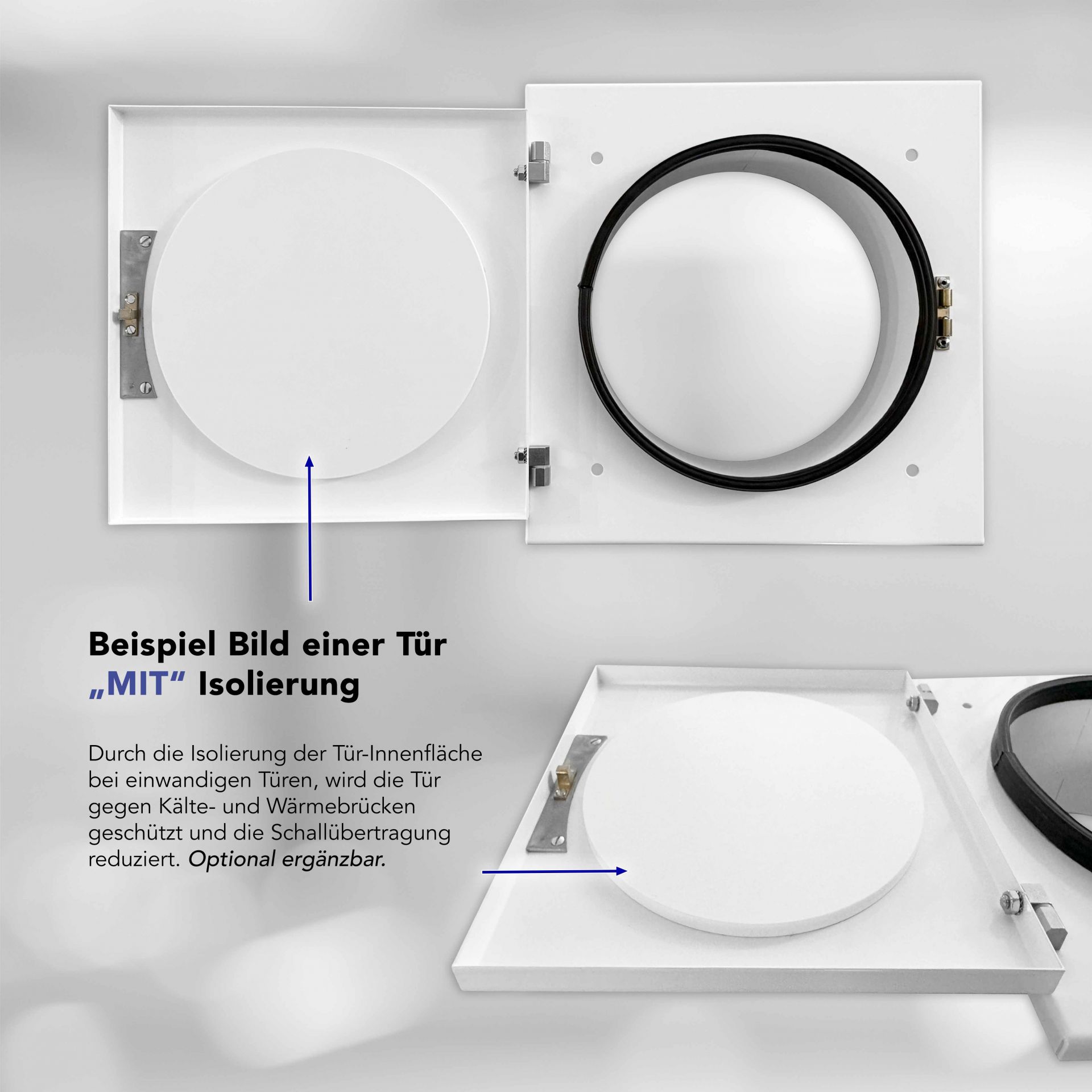 Einwurftür Metall - Weiß - einwandig - mit Dichtung - eckig/eckig/rund - ⌀ 250 mm