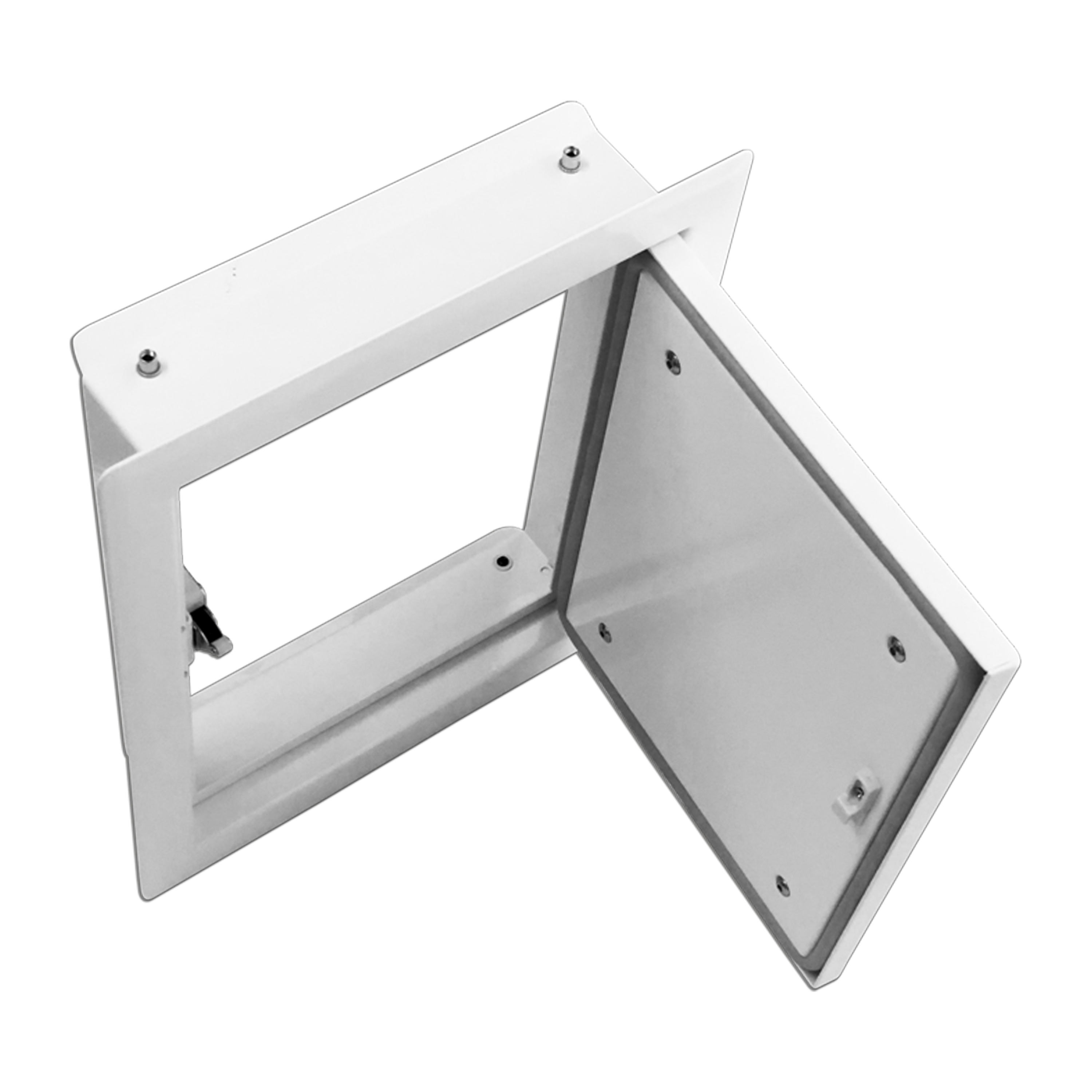 Einwurftüre weiß-RAL 9016, metall doppelwandig, Push-Lock mit Dichtung