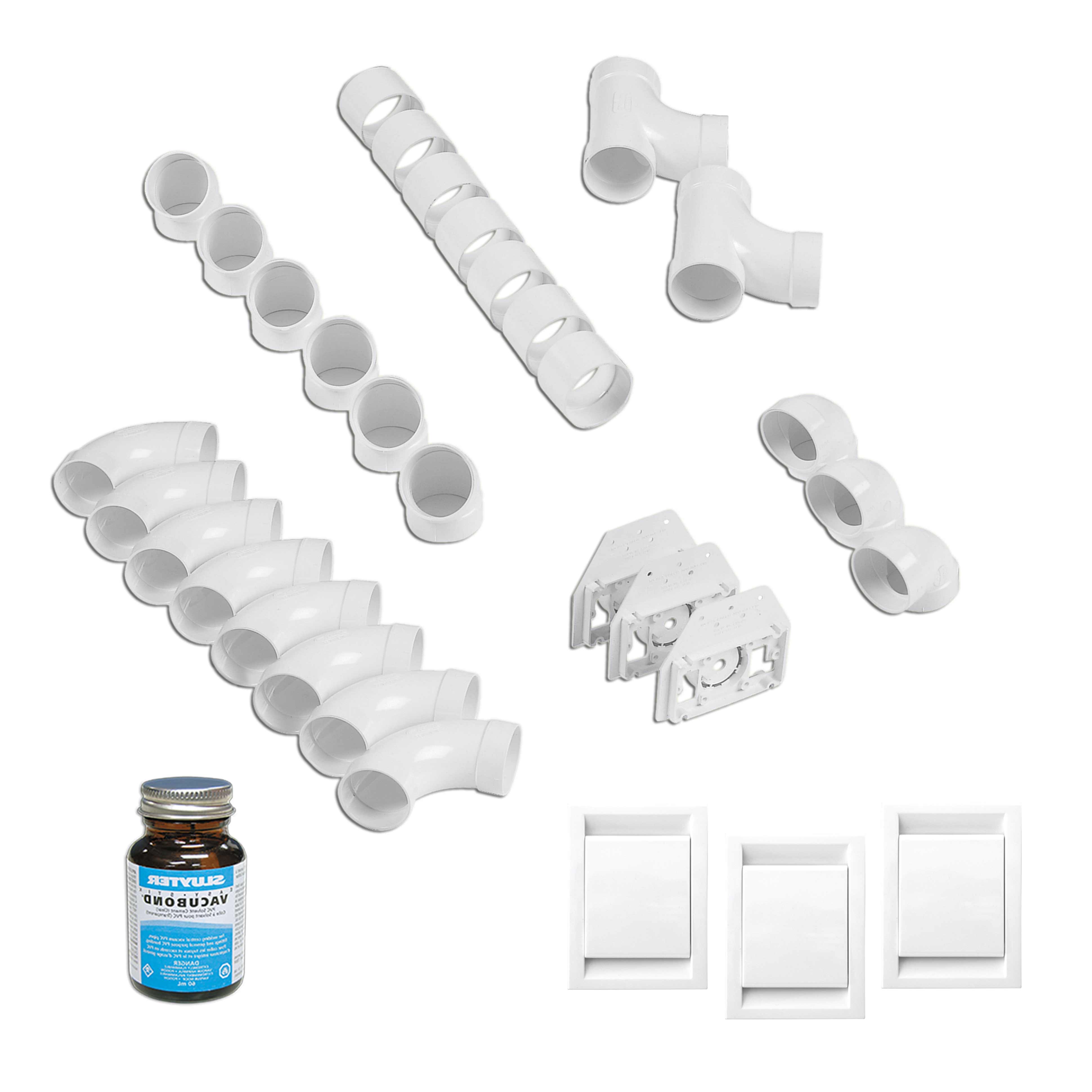 Verrohrungsset für 3 Saugdosen - ohne Rohre