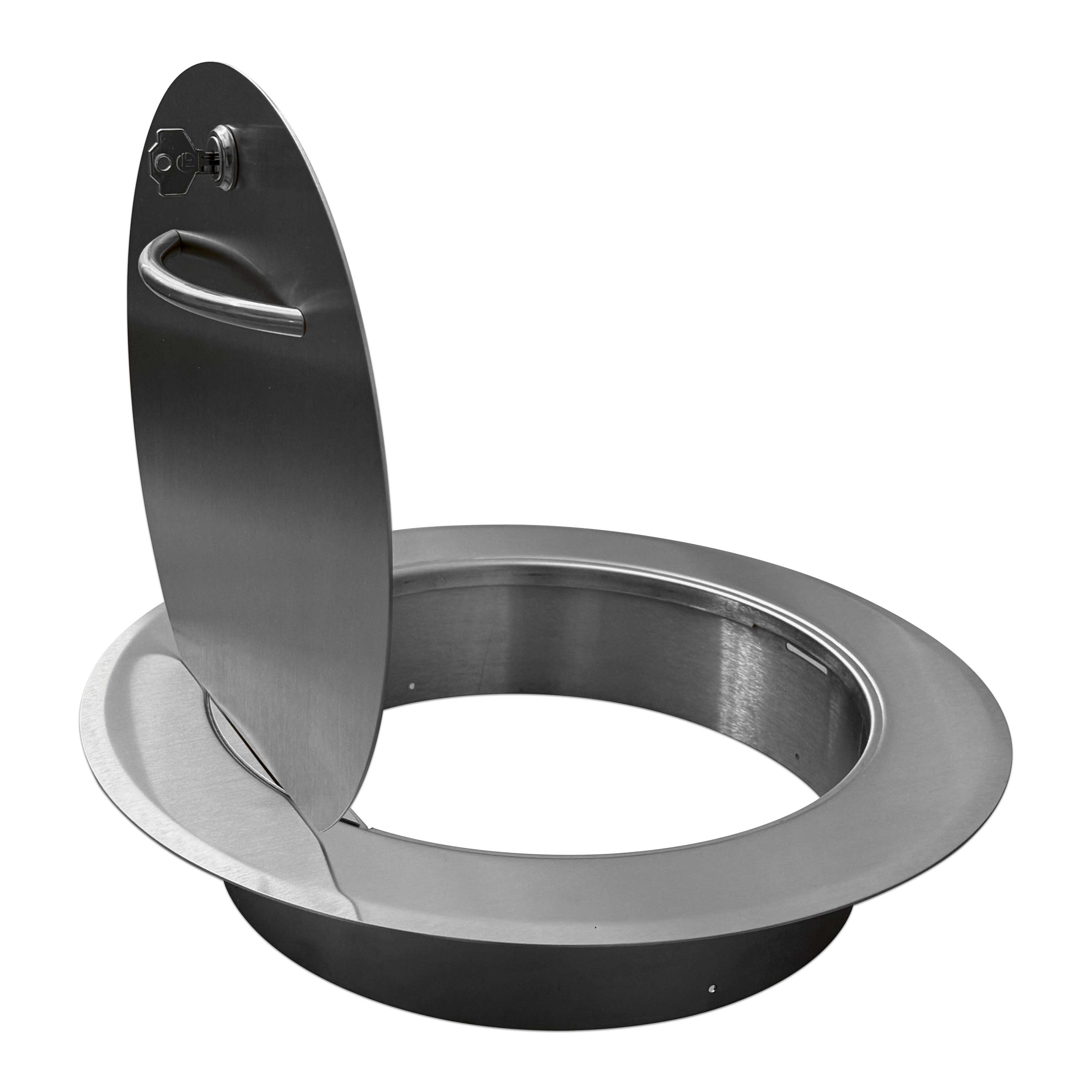 Einwurftür Metall - Edelstahl - einwandig - ohne Dichtung -  rund/rund/rund - ⌀ 300 mm