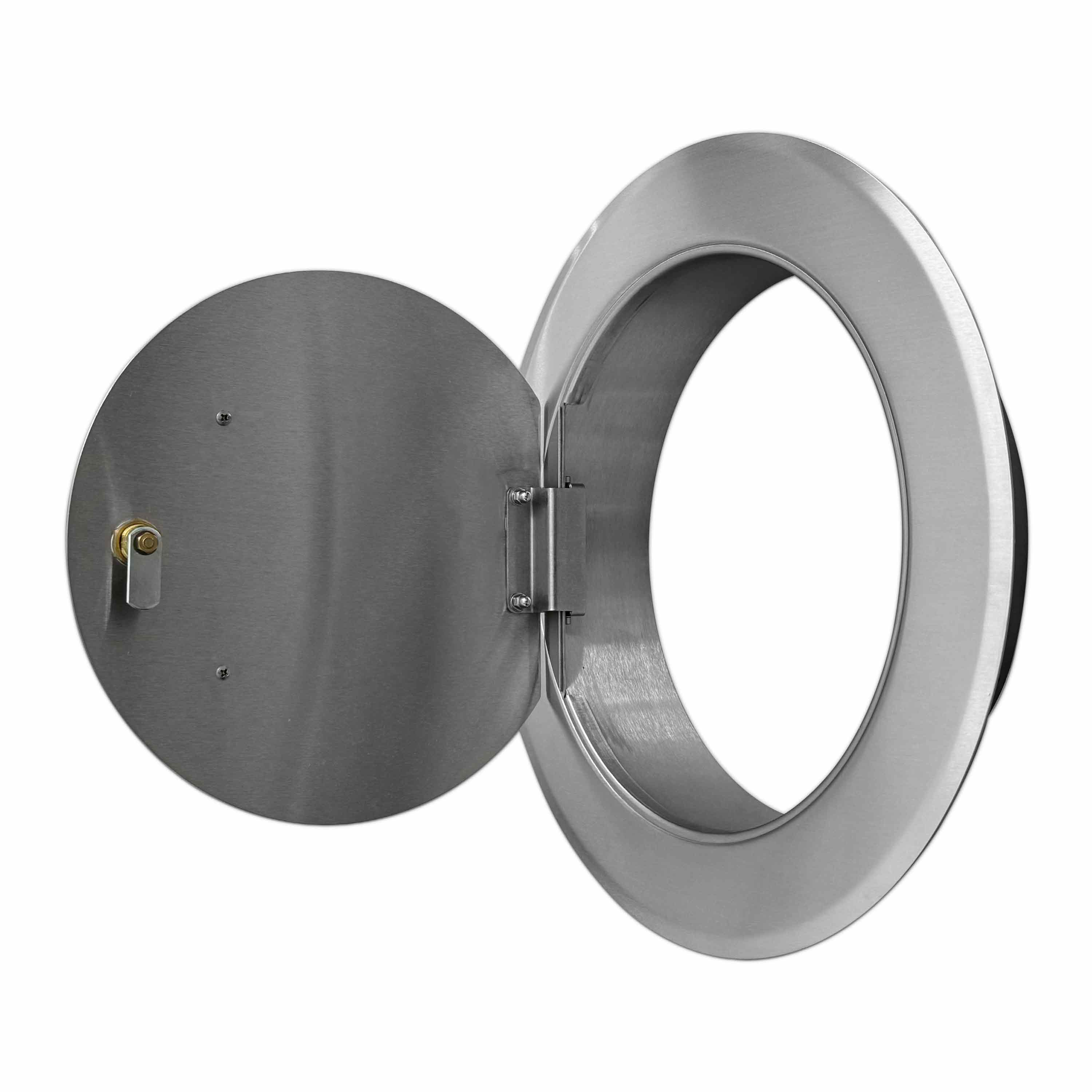 Einwurftür Metall - Edelstahl - einwandig - ohne Dichtung -  rund/rund/rund - ⌀ 300 mm