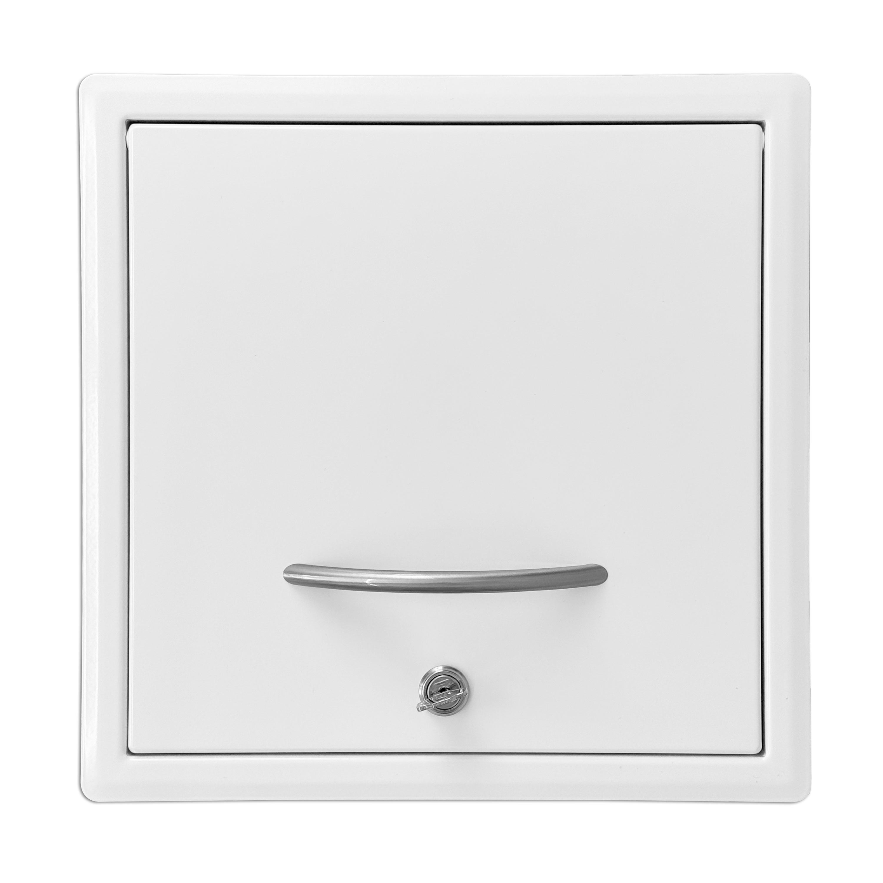 Pendel-Einwurftür Metall - Weiß - einwandig - ohne Dichtung - schmaler Rahmen - 300x300 mm